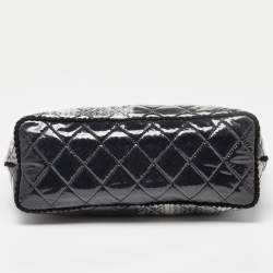 Pre Owned Chanel Grey Quilted Vinyl and Tweed Funny Patchwork Tote