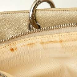 Pre Owned Chanel Pearl White Quilted Caviar Leather GST Shopper Tote
