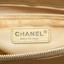 Pre Owned Chanel Pearl White Quilted Caviar Leather GST Shopper Tote