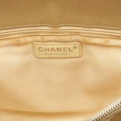 Pre Owned Chanel Pearl White Quilted Caviar Leather GST Shopper Tote