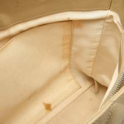 Pre Owned Chanel Pearl White Quilted Caviar Leather GST Shopper Tote