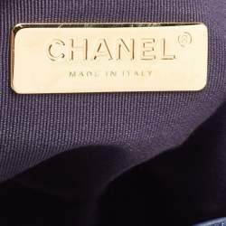 Pre Owned Chanel Blue Quilted Denim Medium 19 Flap Bag