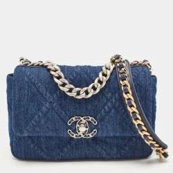 Chanel Blue Quilted Denim Medium 19 Flap Bag Chanel TLC