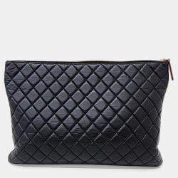 Pre Owned Chanel Leather Black Large Clutch