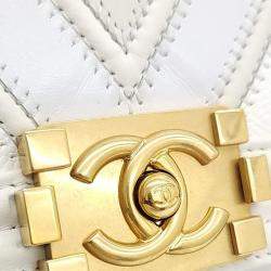 Pre Owned Chanel Chevron Boy Bag Medium