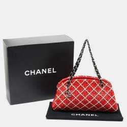Pre Owned Chanel Red/Multicolor Quilted Stitched Patent Leather Medium Just Mademoiselle Bag