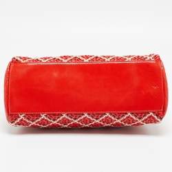 Pre Owned Chanel Red/Multicolor Quilted Stitched Patent Leather Medium Just Mademoiselle Bag