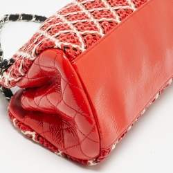 Pre Owned Chanel Red/Multicolor Quilted Stitched Patent Leather Medium Just Mademoiselle Bag