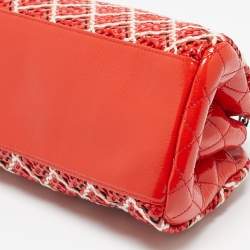 Pre Owned Chanel Red/Multicolor Quilted Stitched Patent Leather Medium Just Mademoiselle Bag