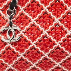 Pre Owned Chanel Red/Multicolor Quilted Stitched Patent Leather Medium Just Mademoiselle Bag