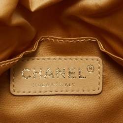 Pre Owned Chanel Gold Quilted Sequins Half Moon Clutch