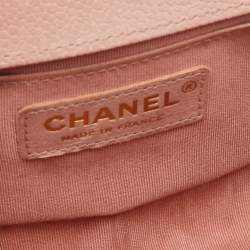 Pre Owned Chanel Pink Quilted Caviar Leather Small Boy Flap Bag