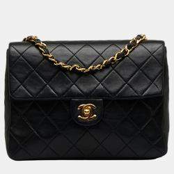 Pre Owned Chanel Black Mini Classic Lambskin Square Flap