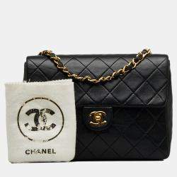 Pre Owned Chanel Black Mini Classic Lambskin Square Flap