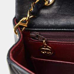 Pre Owned Chanel Black Mini Classic Lambskin Square Flap