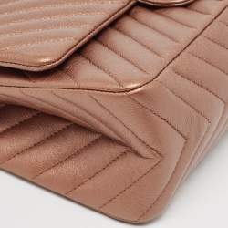 Pre Owned Chanel Bronze Chevron Leather 226 Reissue 2.55 Flap Bag
