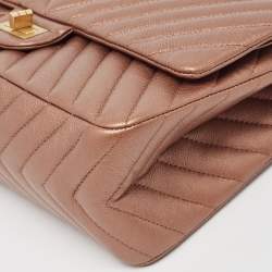 Pre Owned Chanel Bronze Chevron Leather 226 Reissue 2.55 Flap Bag
