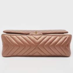 Pre Owned Chanel Bronze Chevron Leather 226 Reissue 2.55 Flap Bag