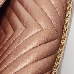 Pre Owned Chanel Bronze Chevron Leather 226 Reissue 2.55 Flap Bag