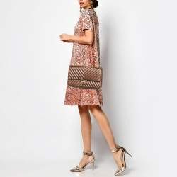 Pre Owned Chanel Bronze Chevron Leather 226 Reissue 2.55 Flap Bag