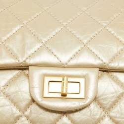 Chanel Gold Quilted Aged Leather 227 Reissue 2.55 Flap Bag