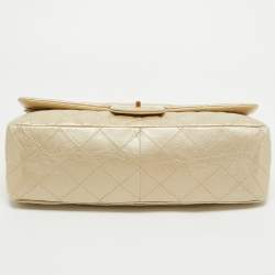 Pre Owned Chanel Gold Quilted Aged Leather 227 Reissue 2.55 Flap Bag