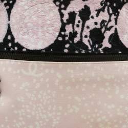Pre Owned Chanel Pink/ Black Terry Cloth Canvas Tote 