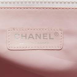 Pre Owned Chanel Pink/ Black Terry Cloth Canvas Tote 