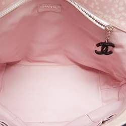 Pre Owned Chanel Pink/ Black Terry Cloth Canvas Tote 