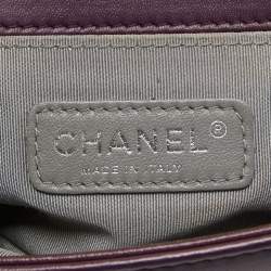 Pre Owned Chanel Purple Velvet Small Boy Bag
