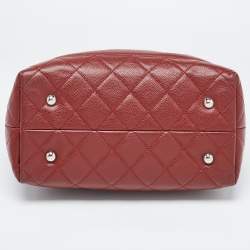 Pre Owned Chanel Red Quilted Caviar Leather Shiva Tote