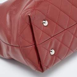 Pre Owned Chanel Red Quilted Caviar Leather Shiva Tote