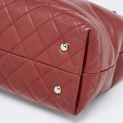 Pre Owned Chanel Red Quilted Caviar Leather Shiva Tote