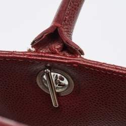 Pre Owned Chanel Red Quilted Caviar Leather Shiva Tote