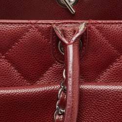 Pre Owned Chanel Red Quilted Caviar Leather Shiva Tote