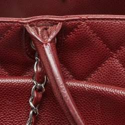 Pre Owned Chanel Red Quilted Caviar Leather Shiva Tote