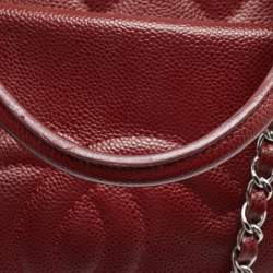 Pre Owned Chanel Red Quilted Caviar Leather Shiva Tote