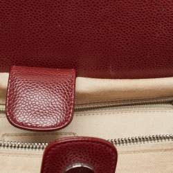 Pre Owned Chanel Red Quilted Caviar Leather Shiva Tote