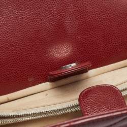 Pre Owned Chanel Red Quilted Caviar Leather Shiva Tote