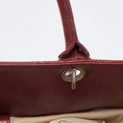 Pre Owned Chanel Red Quilted Caviar Leather Shiva Tote