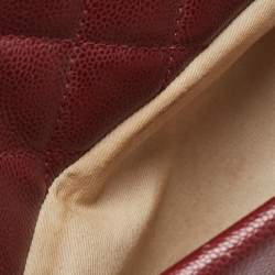 Pre Owned Chanel Red Quilted Caviar Leather Shiva Tote