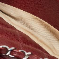 Pre Owned Chanel Red Quilted Caviar Leather Shiva Tote