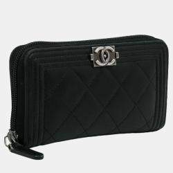 Chanel Black Le Boy Lambskin Leather Long Wallet