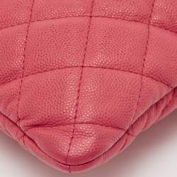 Pre Owned Chanel Pink Leather Large O Case Clutch
