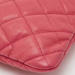 Pre Owned Chanel Pink Leather Large O Case Clutch