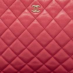 Pre Owned Chanel Pink Leather Large O Case Clutch