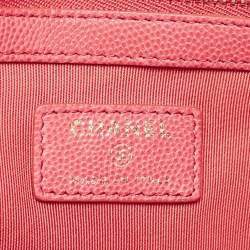 Pre Owned Chanel Pink Leather Large O Case Clutch