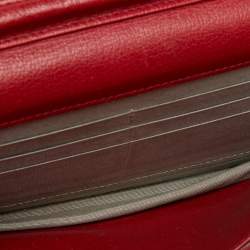 Chanel Red Leather Camellia Wallet On Chain