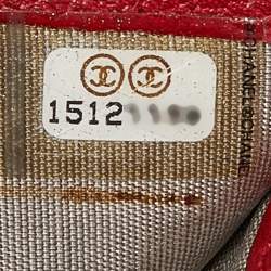 Chanel Red Leather Camellia Wallet On Chain