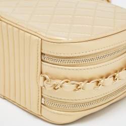 Pre Owned Chanel Gold Quilted Leather Small Coco Boy Camera Bag